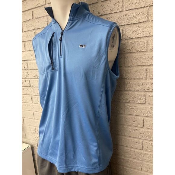 Vineyard Vines Blue 1/4 Zip Front Sleeveless Pullover Size M - Picture 4 of 7